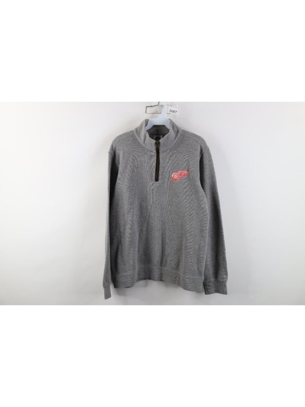 Vintage Y2K NHL Mens Medium Detroit Red Wings Hockey Ribbed Knit 1/4 Zip Sweater